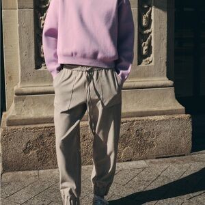 Zara Cuffed Hem Pants Jogger Style In Sand /Marl Color Size M NWT